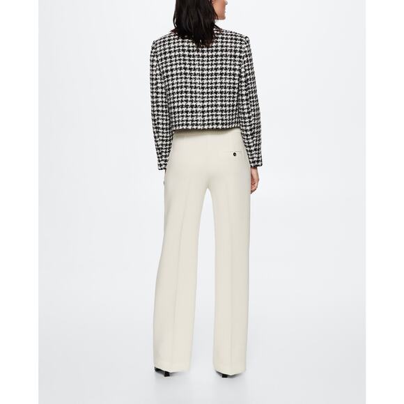 Mango Flowy Palazzo Pants Cream Ecru Ivory High Waist Wide Leg Trousers Size 4 - Picture 4 of 11